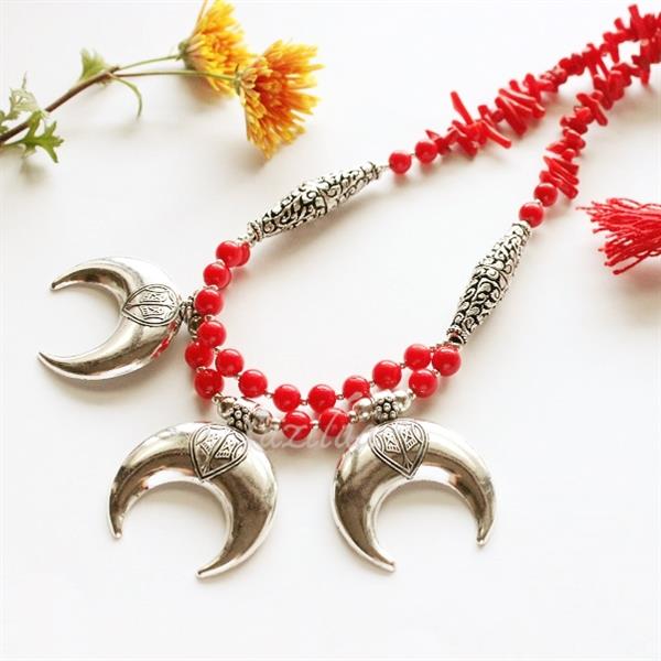 Red Coral Beads Single line Necklace Mala – Karizma Jewels