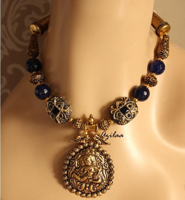 athizay Blue thread Traditional design Antique Gold Necklace Ethnic Fashion  jewelry Brass Necklace Price in India - Buy athizay Blue thread Traditional  design Antique Gold Necklace Ethnic Fashion jewelry Brass Necklace Online
