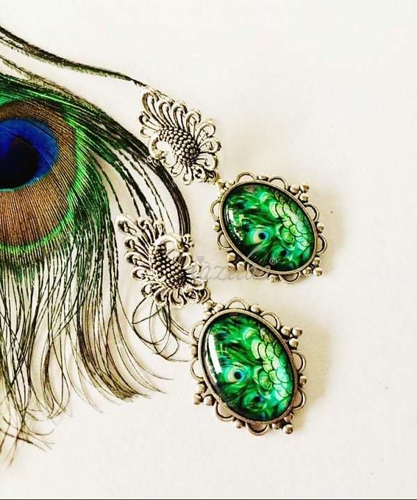 Peacock Green Colour Jewellery Set for Wedding, FashionCrab.com