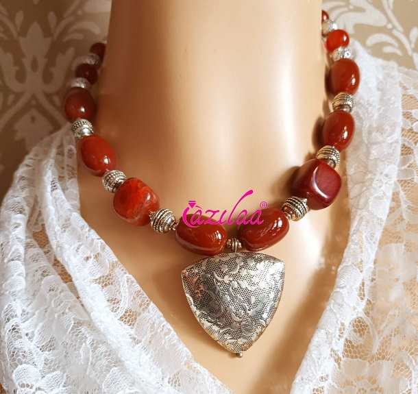 SmileBelle Red Heart Necklace Carnelian necklace for women, red India | Ubuy
