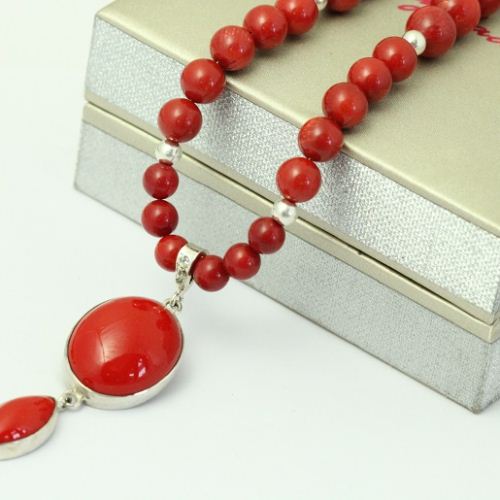 Tradition Red Coral Necklace With Handmade Silver Detail