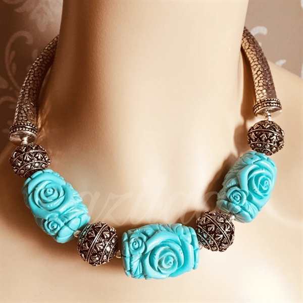 Buy Yuvanta Turquoise Layer Beaded Necklace for Women at